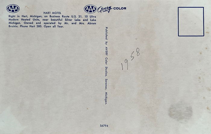 Hart Motel - Vintage Postcard (newer photo)